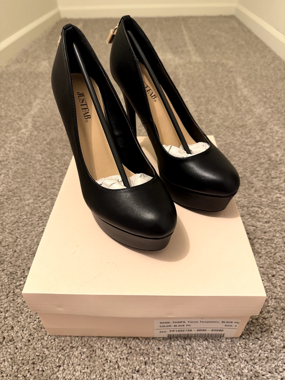JustFab Black Platform Stiletto Pumps, Size 9, NIB